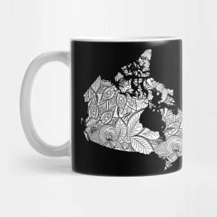 Mandala art map of Canada with text in white Mug